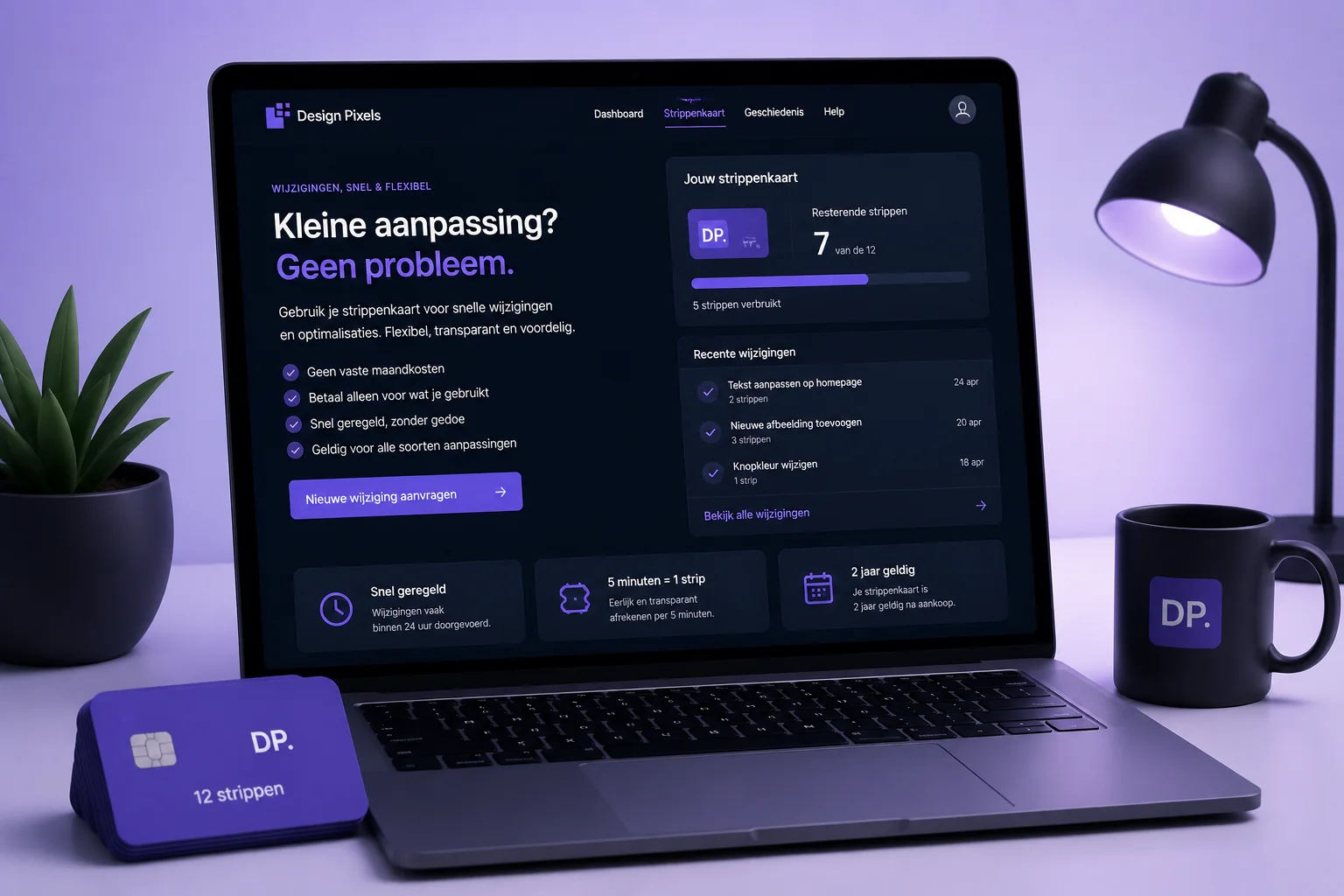 Strippenkaart voor wijzigingen aan je website, met overzicht van resterende strippen